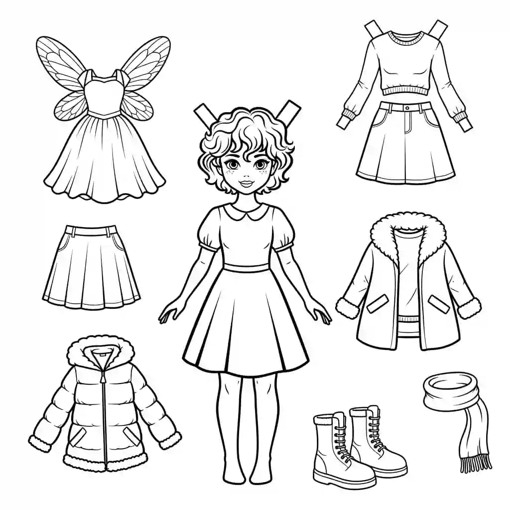 desenhos de paper doll para imprimir e colorir